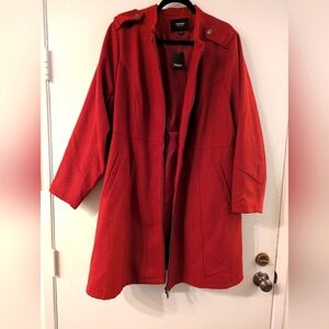 Red Wool Blend Maxi Trenchcoat